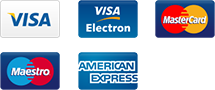 We support Visa, Visa Electron, Mastercard, Maestro, American Express and more